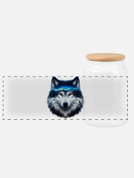 Wolf - Panorama Keksdose mit Holzdeckel - Weiß