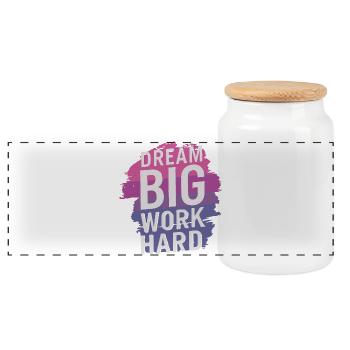 Conception de citation motivante inspirante - Boîte à biscuits avec couvercle en bois - blanc - Devant