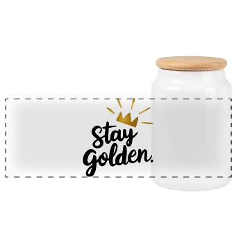 Stay Golden Motivation - Panoramic Cookie Jar with Wooden Lid - white - Front