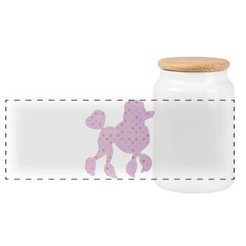 Poodle Dots Pink Dogs Fan Points Dogs Love Heart - Panoramic Cookie Jar with Wooden Lid - white - Front