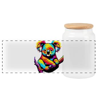 Koala - Panorama Keksdose mit Holzdeckel - Weiß - Vorne