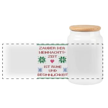Christmas Time Ugly Christmas - Panoramic Cookie Jar with Wooden Lid - white - Front
