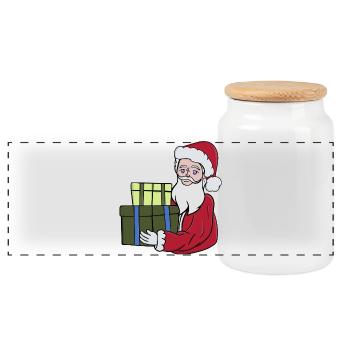 Geschenke des Weihnachtsmannes für Sie - Panorama Keksdose mit Holzdeckel - Weiß - Vorne