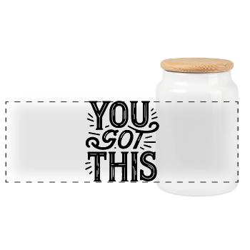You Got This- Motivation, Self-Confidence - Panoramic Cookie Jar with Wooden Lid - white - Front