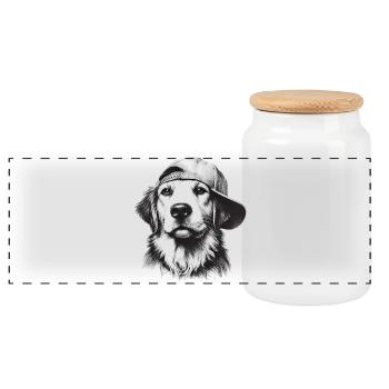 Hund - Panorama Keksdose mit Holzdeckel - Weiß - Vorne