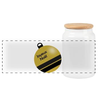 CHRISTMAS. MERRY CHRISTMAS. MERRY CHRISTMAS. NEW YEAR’S DAY - Panoramic Cookie Jar with Wooden Lid - white - Front