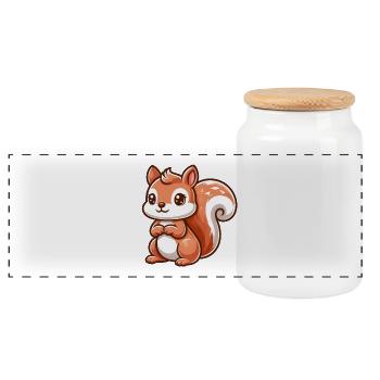 Écureuil caramel cartoon - Boîte à biscuits avec couvercle en bois - blanc - Devant