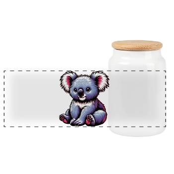 Koala - Panoramic Cookie Jar with Wooden Lid - white - Front