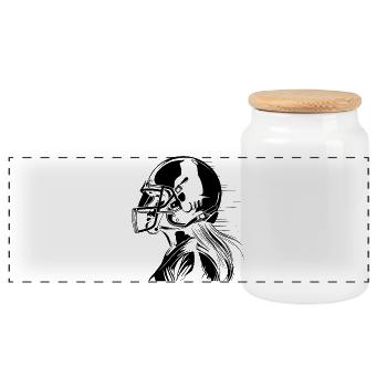 Football player - Panoramic Cookie Jar with Wooden Lid - white - Front