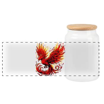 Red Phoenix - Panoramic Cookie Jar with Wooden Lid - white - Front