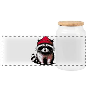 Raton laveur - Boîte à biscuits avec couvercle en bois - blanc - Devant