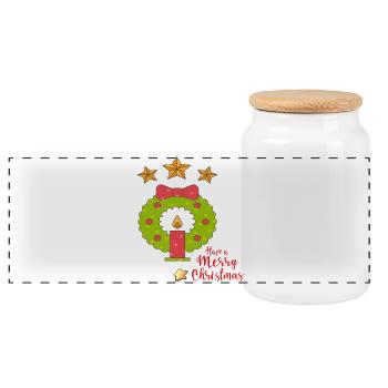Merry Christmas - Panorama Keksdose mit Holzdeckel - Weiß - Vorne