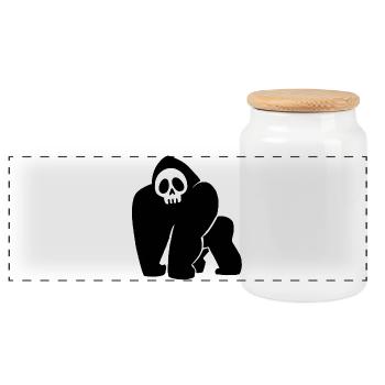 Crâne de gorille noir - Boîte à biscuits avec couvercle en bois - blanc - Devant