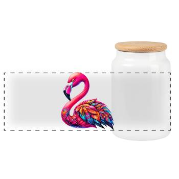 Flamant - Boîte à biscuits avec couvercle en bois - blanc - Devant