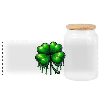 Trèfle à quatre feuilles - Boîte à biscuits avec couvercle en bois - blanc - Devant