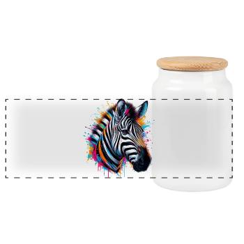Zèbre - Boîte à biscuits avec couvercle en bois - blanc - Devant