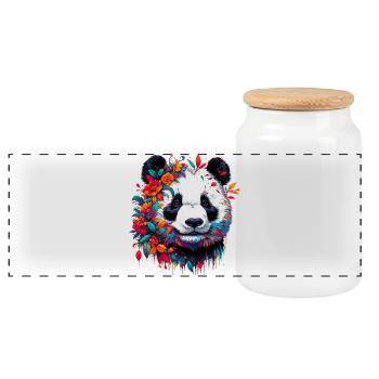 Panda - Panorama Keksdose mit Holzdeckel - Weiß - Vorne