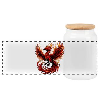 Red Phoenix - Panoramic Cookie Jar with Wooden Lid - white - Front