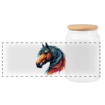 Cheval - Boîte à biscuits avec couvercle en bois - blanc - Devant