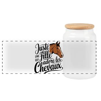Juste Une Fille Qui Adore Les Chevaux Équitation - Boîte à biscuits avec couvercle en bois - blanc - Devant