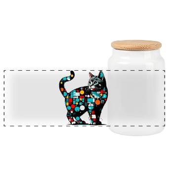 Chat - Boîte à biscuits avec couvercle en bois - blanc - Devant