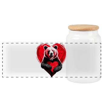 Bear – Un design sincère pour la fête des pères - Boîte à biscuits avec couvercle en bois - blanc - Devant