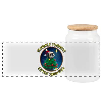 Twinkle Twinkle Little Shih Tzu - Panoramic Cookie Jar with Wooden Lid - white - Front