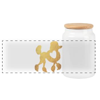 Herz Pudel Gold Hundeliebe Liebe Love Hund Rasse - Panorama Keksdose mit Holzdeckel - Weiß - Vorne