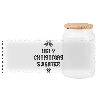 Pull de Noël moche - Boîte à biscuits avec couvercle en bois - blanc - Devant