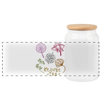 Herb Fairy - Panoramic Cookie Jar with Wooden Lid - white - Front
