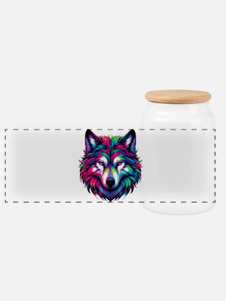 Wolf - Panorama Keksdose mit Holzdeckel - Weiß