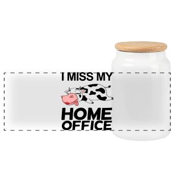 Home Office Spruch lustig - Panorama Keksdose mit Holzdeckel - Weiß - Vorne
