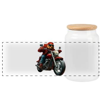 Poulets Moto - Boîte à biscuits avec couvercle en bois - blanc - Devant