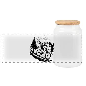 MTB Mountainbike - Panorama Keksdose mit Holzdeckel - Weiß - Vorne