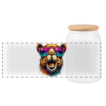 Camel - Panoramic Cookie Jar with Wooden Lid - white - Front