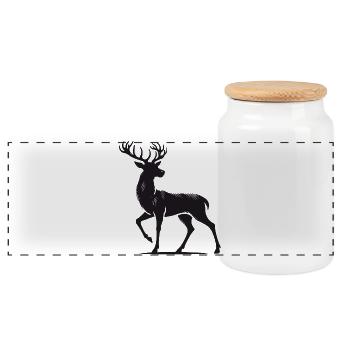 Sublime deer in silhouette style - Panoramic Cookie Jar with Wooden Lid - white - Front