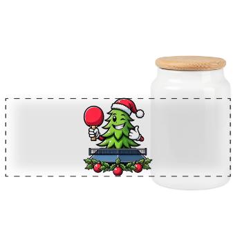 Table Tennis Christmas Tree Costume Christmas Tree - Panoramic Cookie Jar with Wooden Lid - white - Front