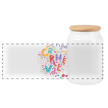 Carnival, Carnival Confetti - Panoramic Cookie Jar with Wooden Lid - white - Front