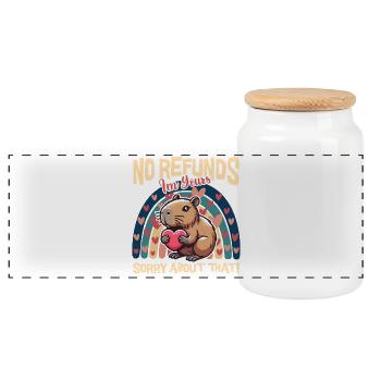 Aucun remboursement, je suis à toi Capybara - Boîte à biscuits avec couvercle en bois - blanc - Devant