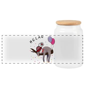 Sloth Carnival - Panoramic Cookie Jar with Wooden Lid - white - Front
