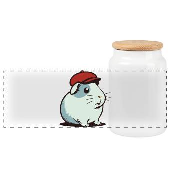 Guinea pig - Panoramic Cookie Jar with Wooden Lid - white - Front