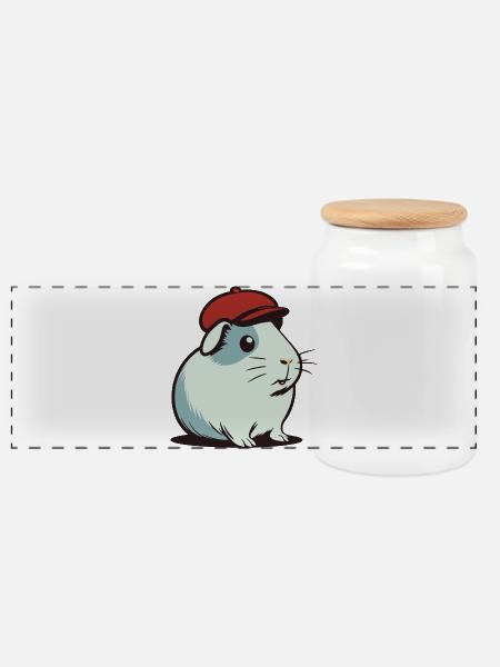Guinea pig - Panoramic Cookie Jar with Wooden Lid - white