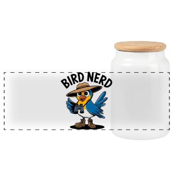 Bird Nerd Explorer - Panoramic Cookie Jar with Wooden Lid - white - Front