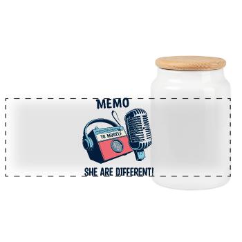 They are different ! - Panoramic Cookie Jar with Wooden Lid - white - Front