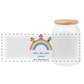 Nach Regen kommt der Regenbogen - Panorama Keksdose mit Holzdeckel - Weiß - Vorne