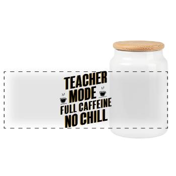 Teacher Mode Full Caffeine - Panorama Keksdose mit Holzdeckel - Weiß - Vorne
