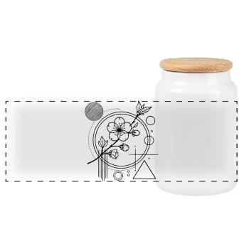 Sakura Flowers – Aesthetic Balance from Nature - Panoramic Cookie Jar with Wooden Lid - white - Front