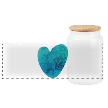 Yoga Coeur Mandala Motif Méditation Amour Fan om - Boîte à biscuits avec couvercle en bois - blanc - Devant
