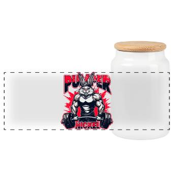 Gym Shirt Pumpernickel Power Humor Style - Panorama Keksdose mit Holzdeckel - Weiß - Vorne