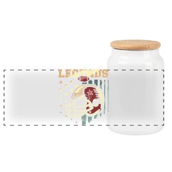 American Football Legends – Vintage Gold Design - Panorama Keksdose mit Holzdeckel - Weiß - Vorne
